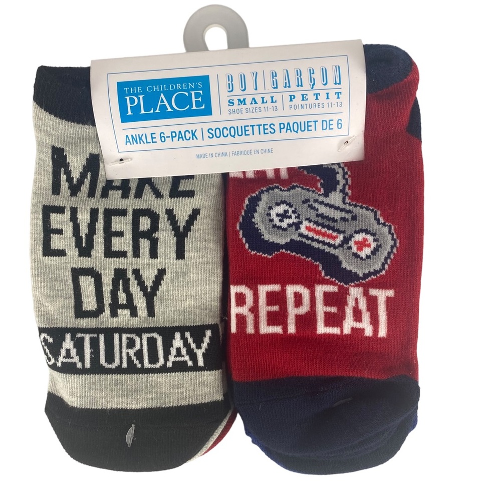 NWT Childrens Place 6 Pack Video Game Ankle Socks - Shoe Size 11-13